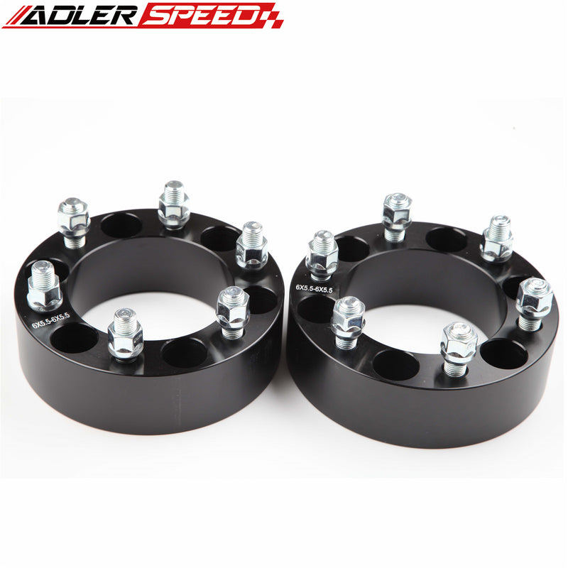 US SHIP 2PCS 6x5.5" to 6x5.5" WHEEL ADAPTER SPACER 2" THICK 14 x 1.5 STUDS