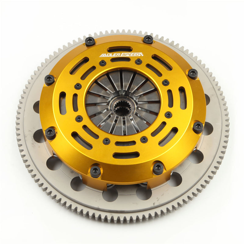 ADLERSPEED RACING TWIN DISC CLUTCH KIT + FLYWHEEL for 93-99 ECLIPSE TALON GST TSi FWD MEDIUM