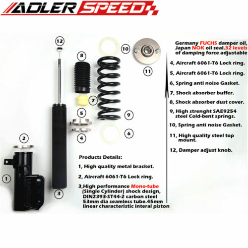 US SHIP Adlerspeed 32 Level Adjust Coilovers Dampers Lowering Suspension Kit For 350z Z33 03-09