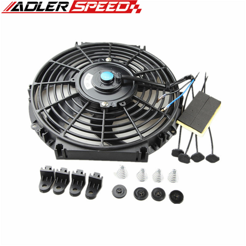 US SHIP Universal 10 inch Curved Blade Slim Radiator Fan 12V Push/Pull Cooling Mount Kit