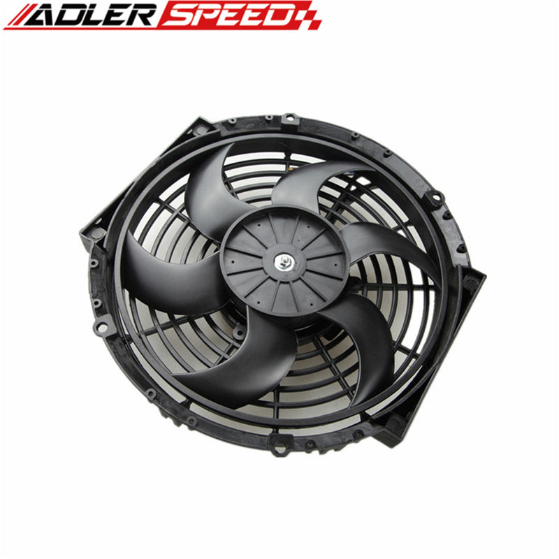 US SHIP Universal 10 inch Curved Blade Slim Radiator Fan 12V Push/Pull Cooling Mount Kit