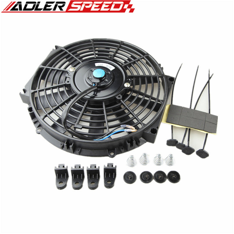 US SHIP 10" inch Straight Blade Fan Push Pull Electric Radiator Cooling 12V Mount Kit