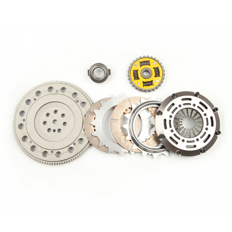 ADLERSPEED SPRUNG TWIN DISC CLUTCH KIT & FLYWHEEL for 1993-99 ECLIPSE TALON GST TSi FWD MEDIUM