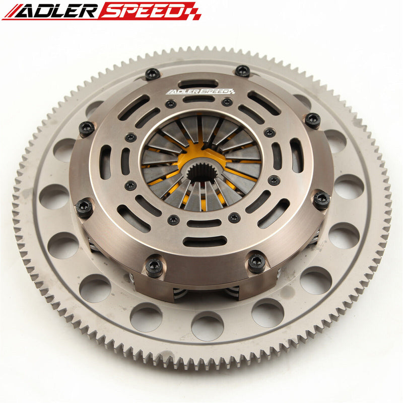 US SHIP ! ADLERSPEED SPRUNG CLUTCH TWIN DISC KIT + MEDIUM FLYWHEEL FOR 04-18 SUBARU WRX STI EJ25 6SPD