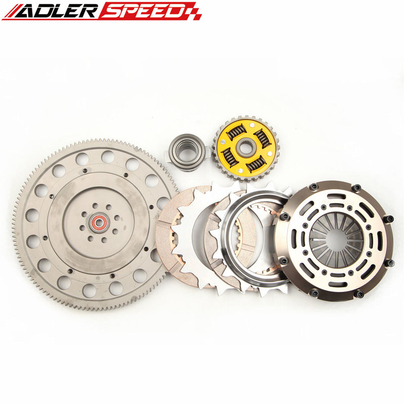 US SHIP ! ADLERSPEED SPRUNG CLUTCH TWIN DISC KIT + MEDIUM FLYWHEEL FOR 04-18 SUBARU WRX STI EJ25 6SPD