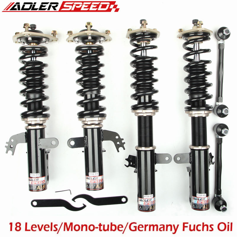 US SHIP ! ADLERSPEED  18 Click Mono Tube Adj. Coilovers Strut for 12-17 Camry CV50 L LE XLE Front+Rear