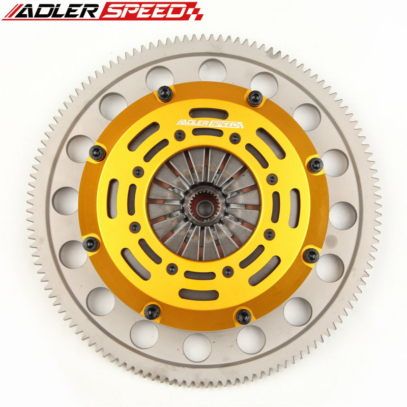 ADLERSPEED Racing Twin Disc Clutch Kit & Flywheel For 04-18 Subaru WRX STI EJ25 6-Speed Medium