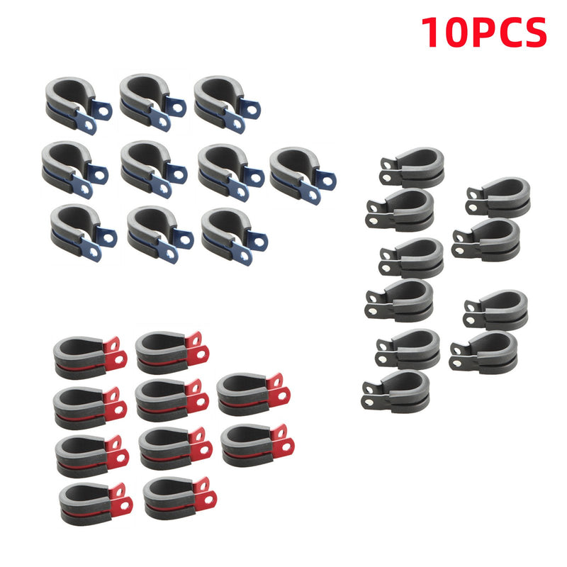 ADLERSPEED 10PCS Aluminum Alloy Cushioned Clamp Rubber Vacuum Hose Black/ Blue /Red