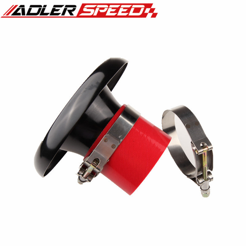 NEW 4" BLACK UNIVERSAL VELOCITY STACK FOR COLD/RAM ENGINE AIR INTAKE/TURBO HORN